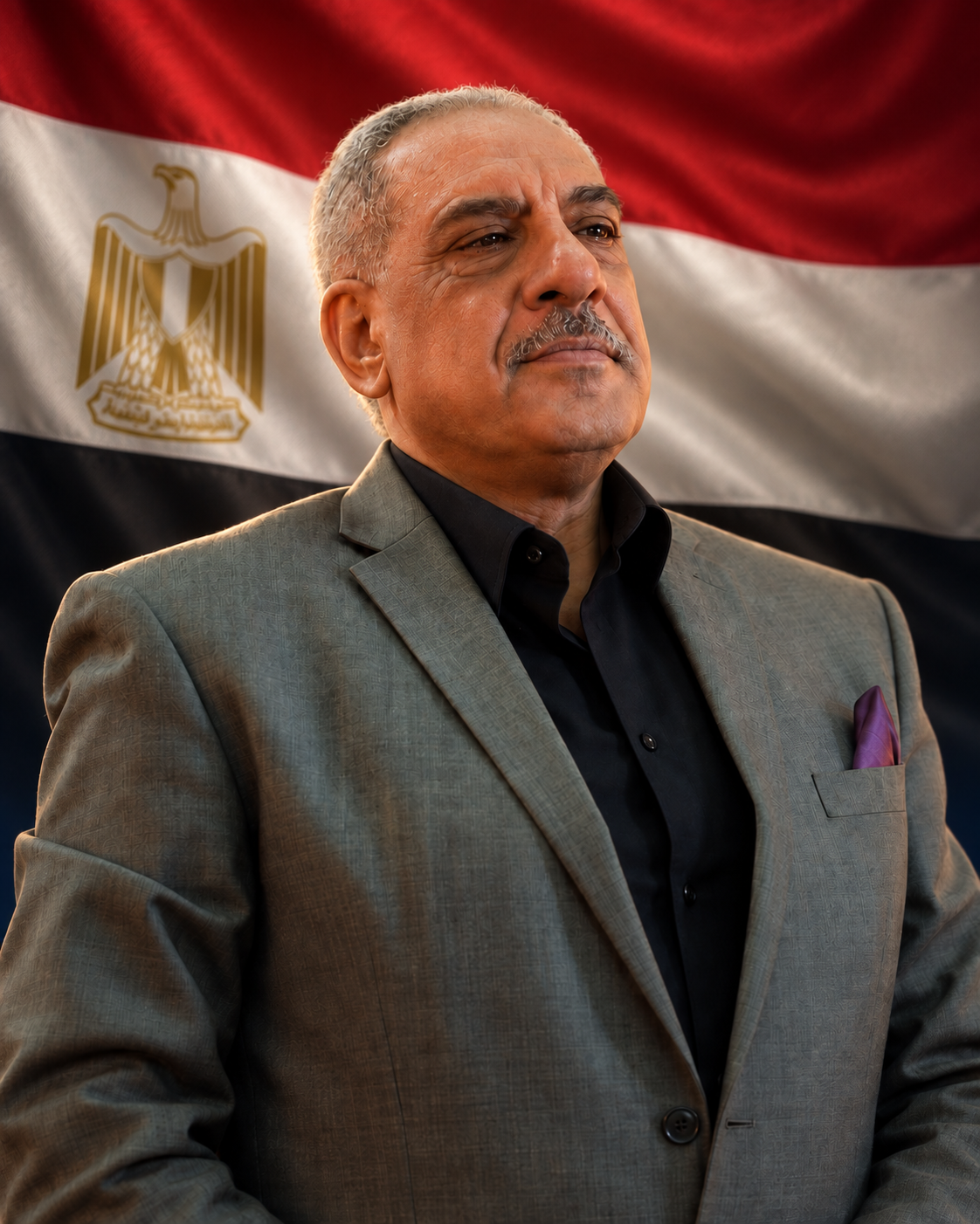 صورة شخصية لإيهاب السلاب وخلفه علم مصر